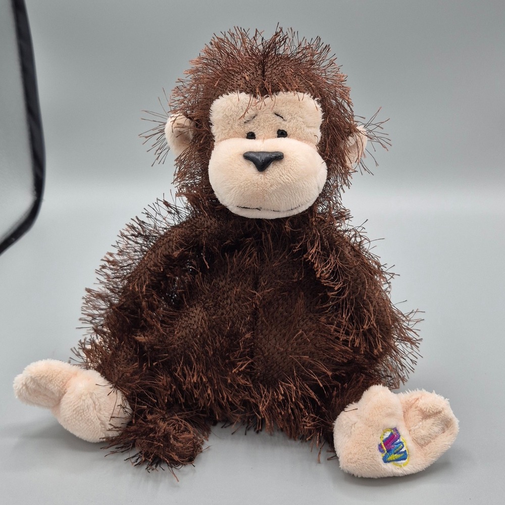 Ganz Webkinz Monkey Brown Shaggy Fur Plush Stuffed Animal Toy HM001